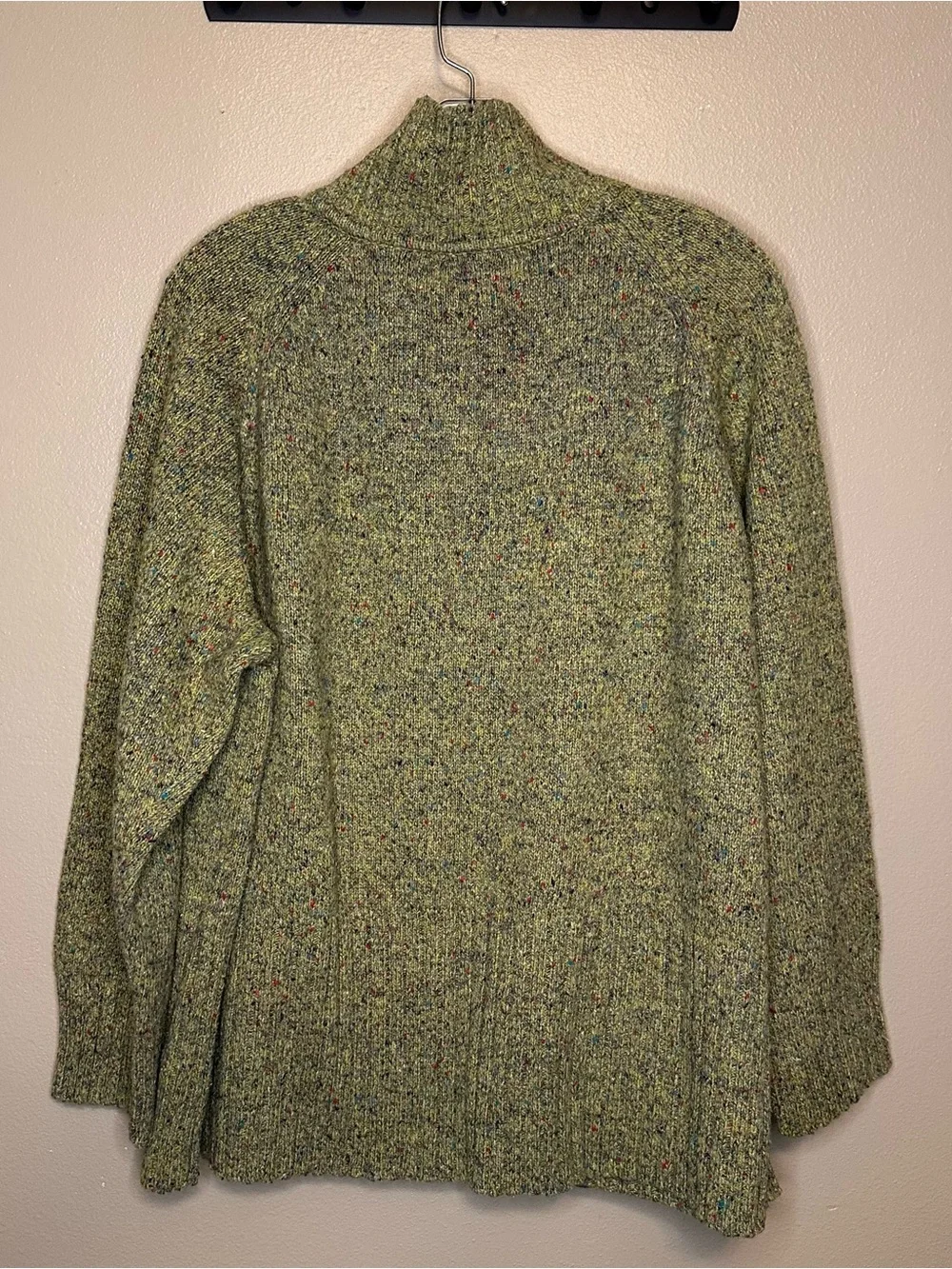 Evan Picone Olive Green Flecked Zip-Front Women's Cardigan